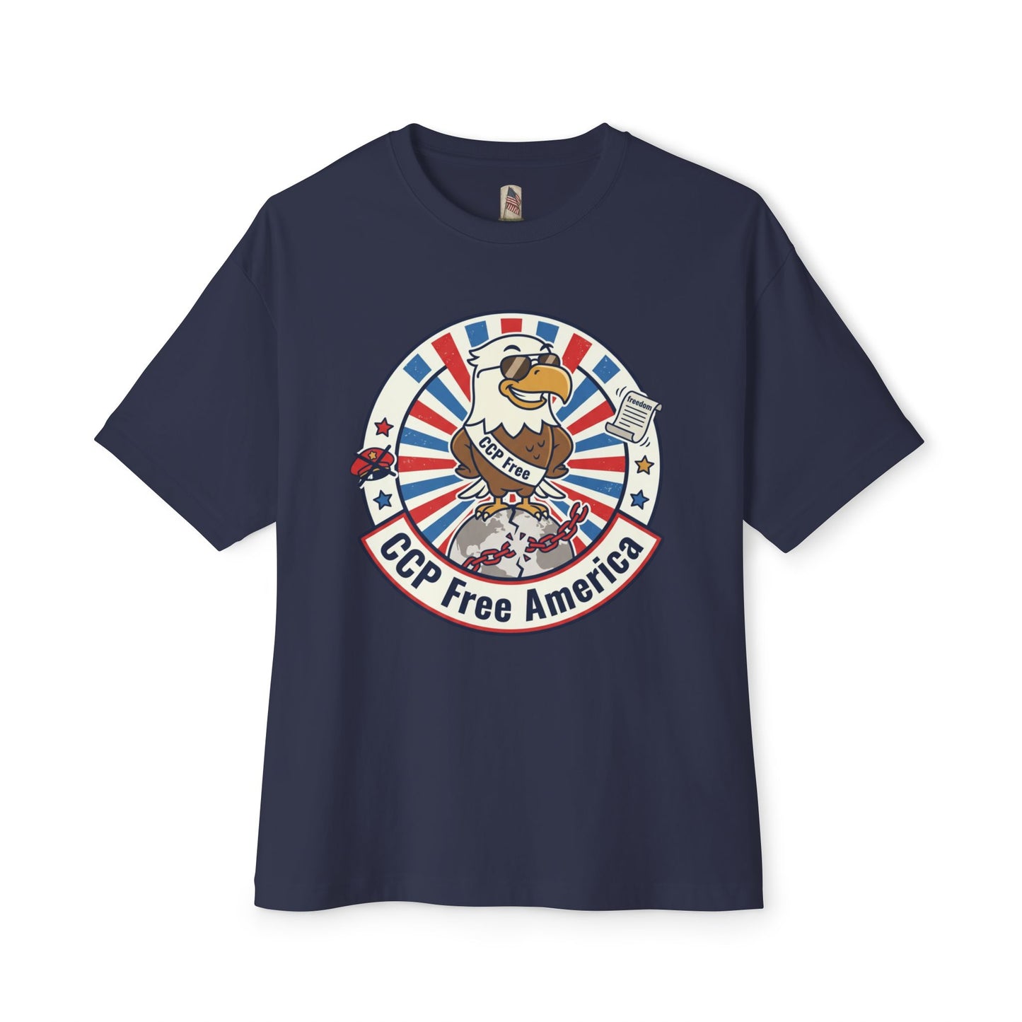 Political Statement Tee — "No More Chinese Government OWNED ANYTHING IN THE " Oversized Boxy T‑Shirt