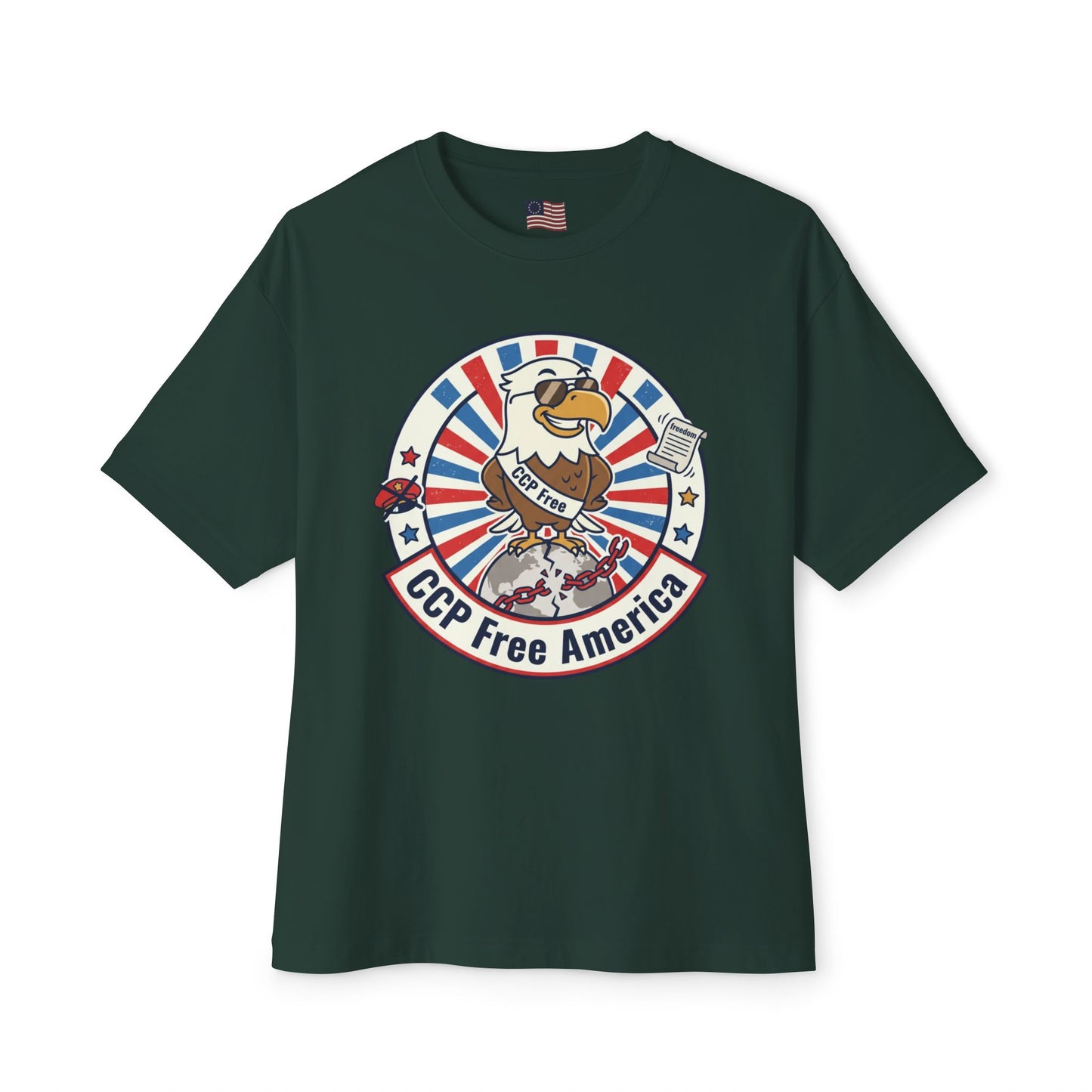 Political Statement Tee — "No More Chinese Government OWNED ANYTHING IN THE " Oversized Boxy T‑Shirt