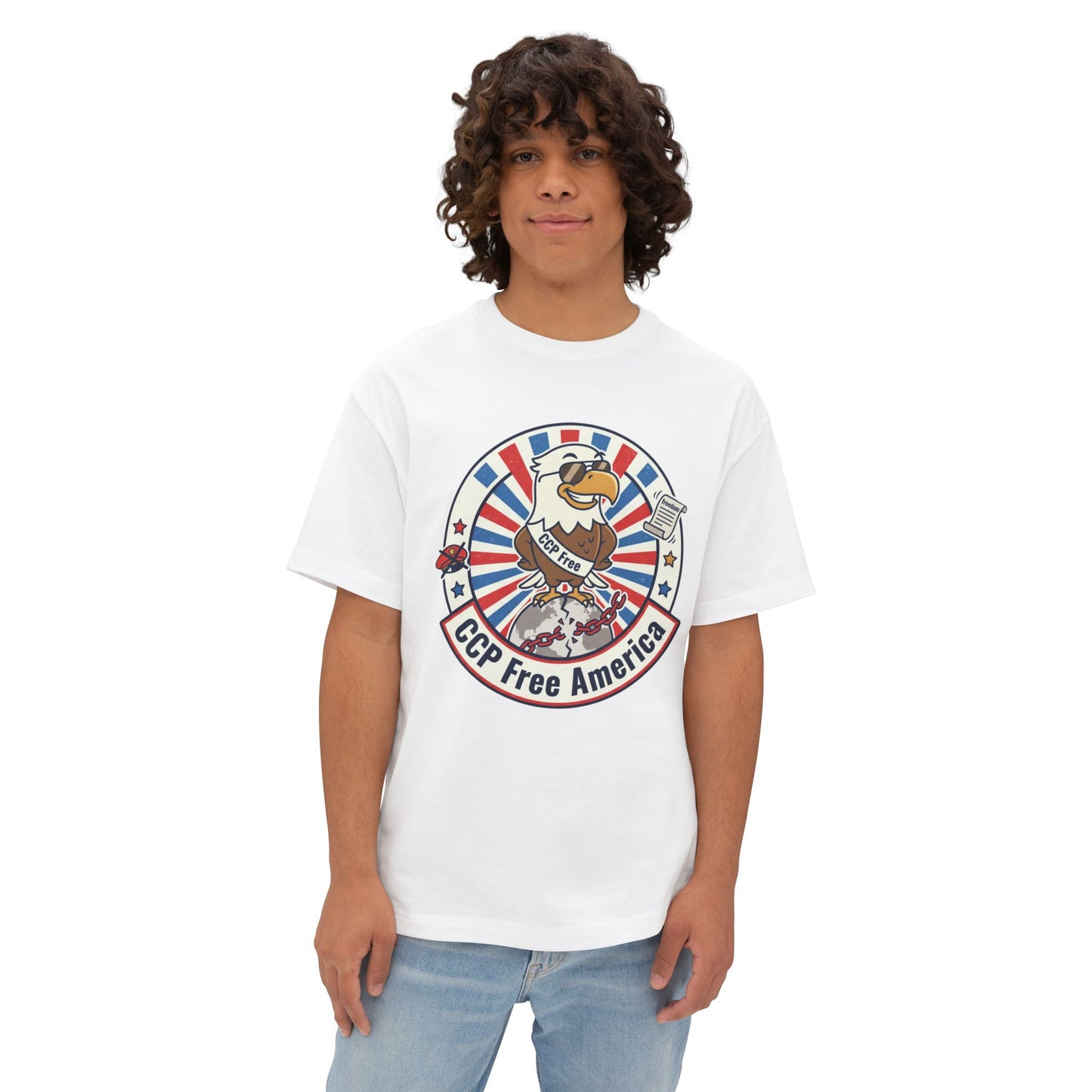 Political Statement Tee — "No More Chinese Government OWNED ANYTHING IN THE " Oversized Boxy T‑Shirt