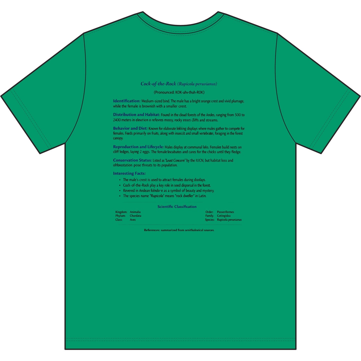 Cock-of-the-Rock Graphic Tee — Detailed BakedSquatch Design
