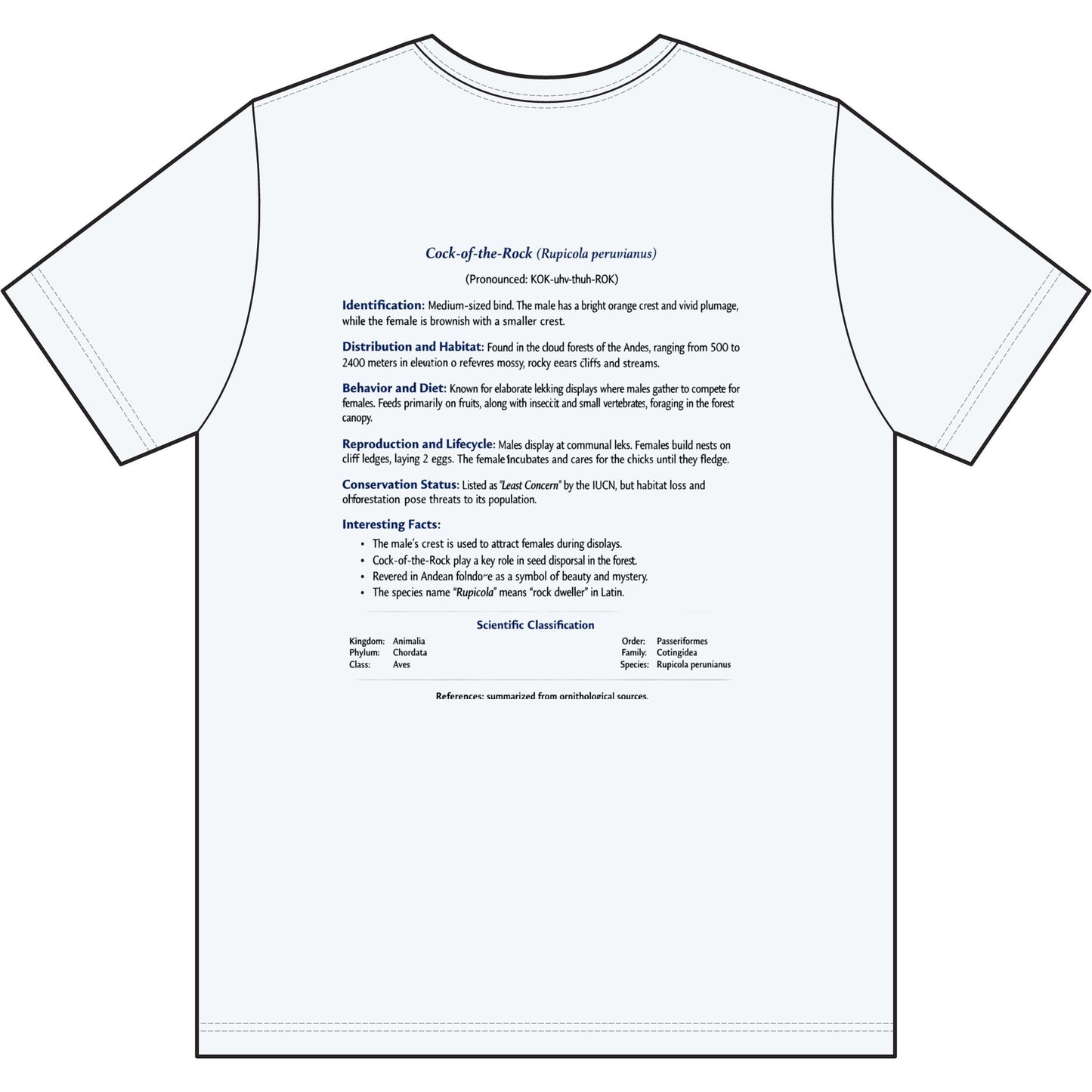 Cock-of-the-Rock Graphic Tee — Detailed BakedSquatch Design