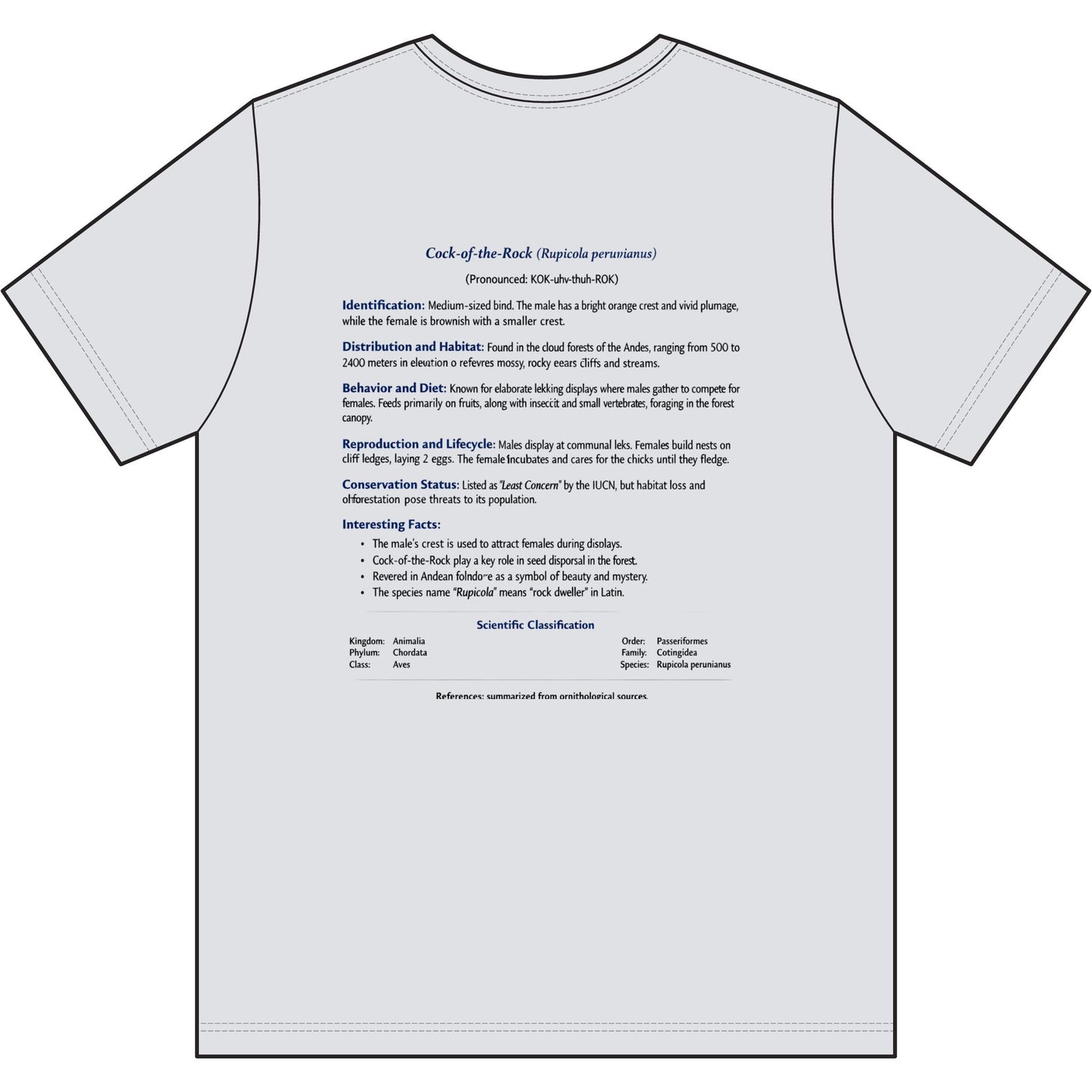 Cock-of-the-Rock Graphic Tee — Detailed BakedSquatch Design