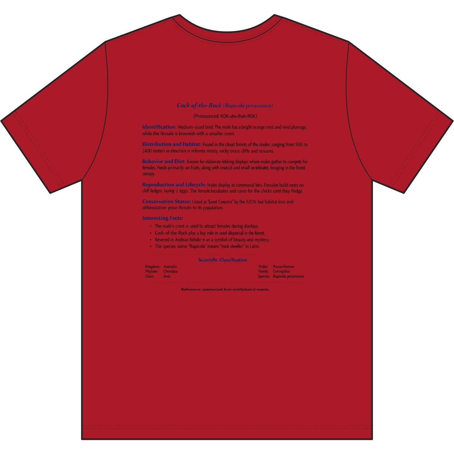 Cock-of-the-Rock Graphic Tee — Detailed BakedSquatch Design