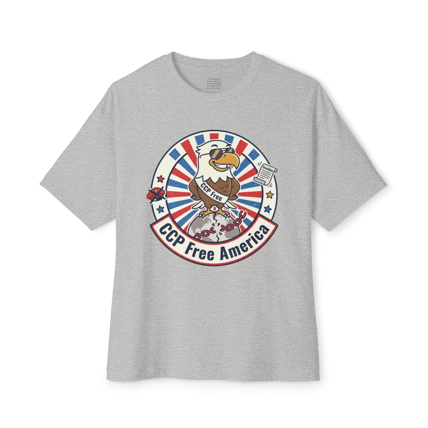 Political Statement Tee — "No More Chinese Government OWNED ANYTHING IN THE " Oversized Boxy T‑Shirt