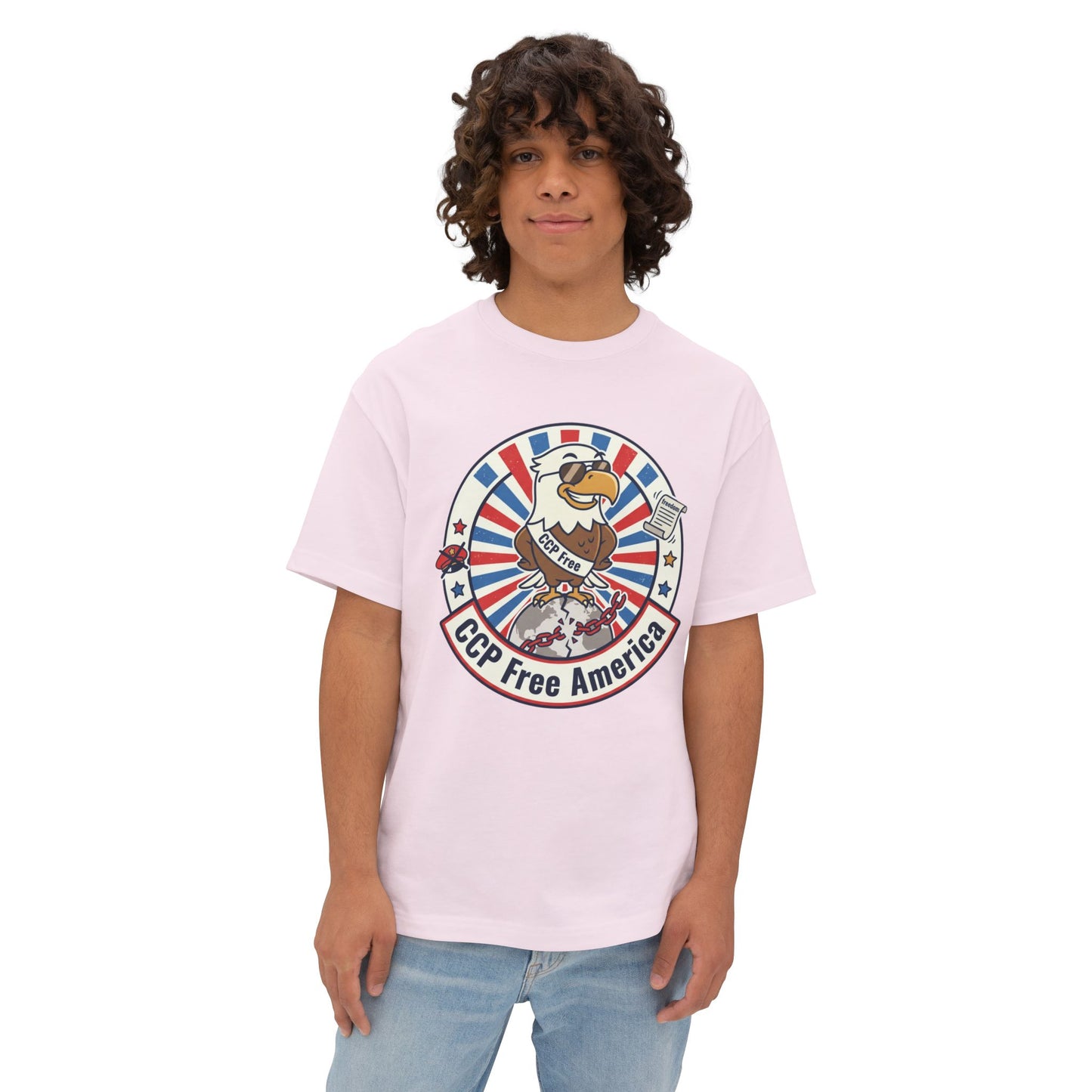 Political Statement Tee — "No More Chinese Government OWNED ANYTHING IN THE " Oversized Boxy T‑Shirt