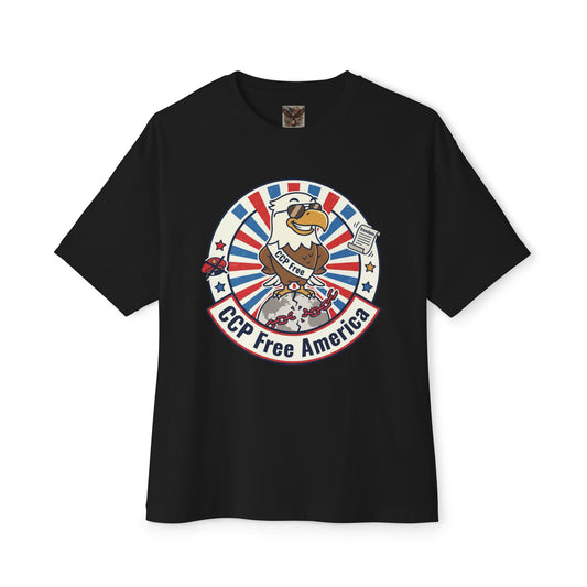 Political Statement Tee — "No More Chinese Government OWNED ANYTHING IN THE " Oversized Boxy T‑Shirt